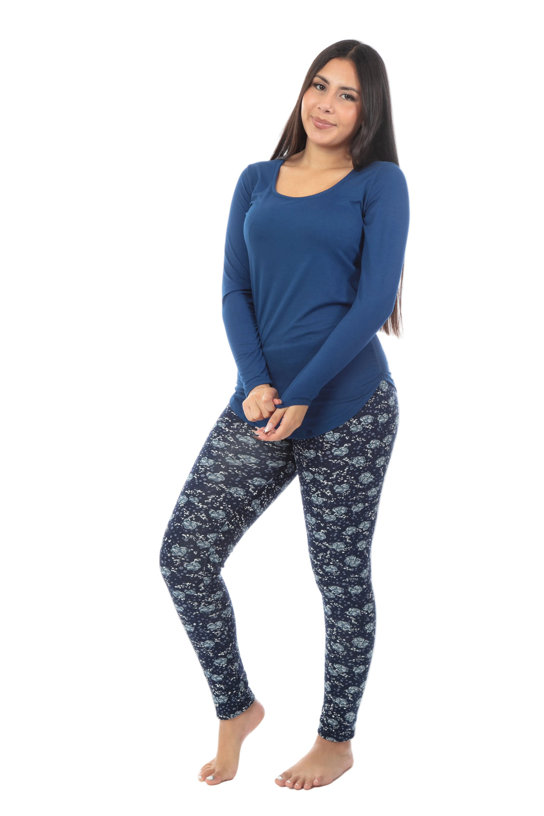 Blue Rose - Cozy Lined Leggings