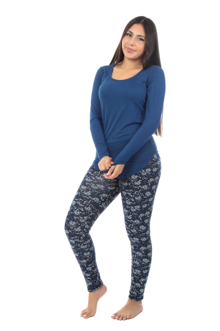 Blue Rose - Cozy Lined Leggings