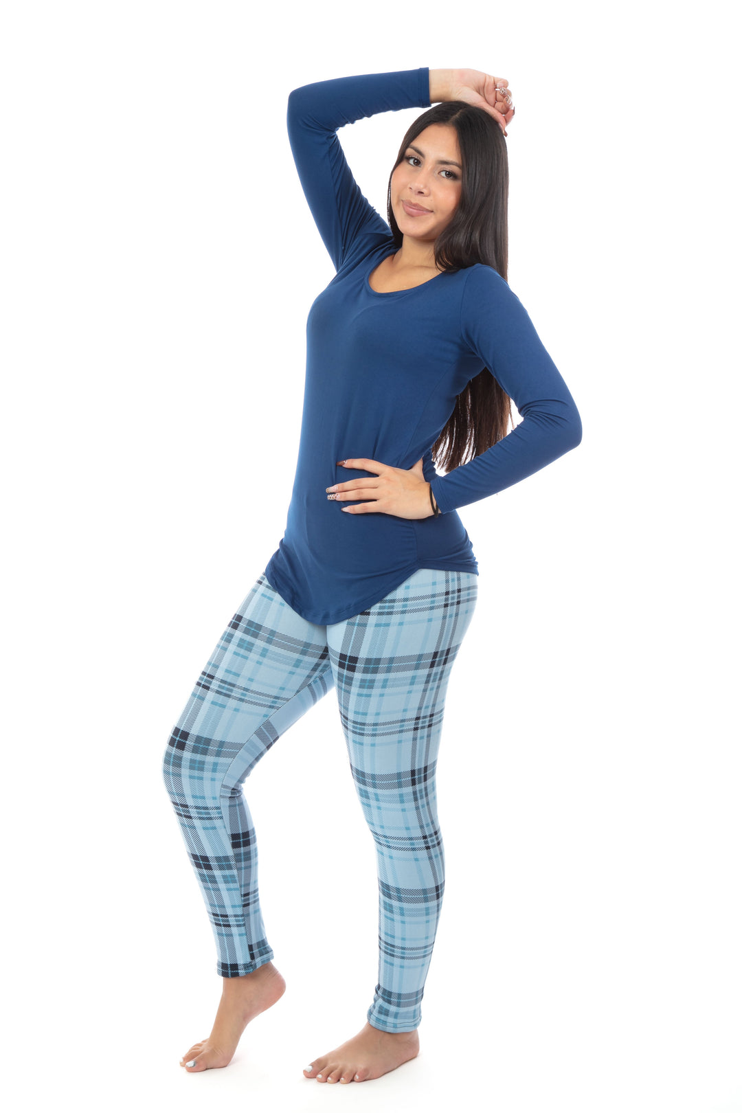 Blue Squares - Cozy Lined Leggings