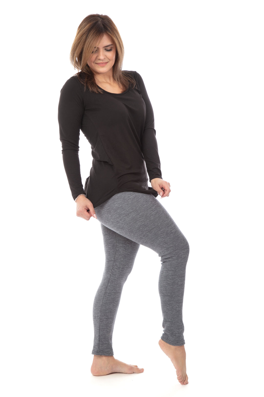 Speckled Gray - Cozy Lined Leggings