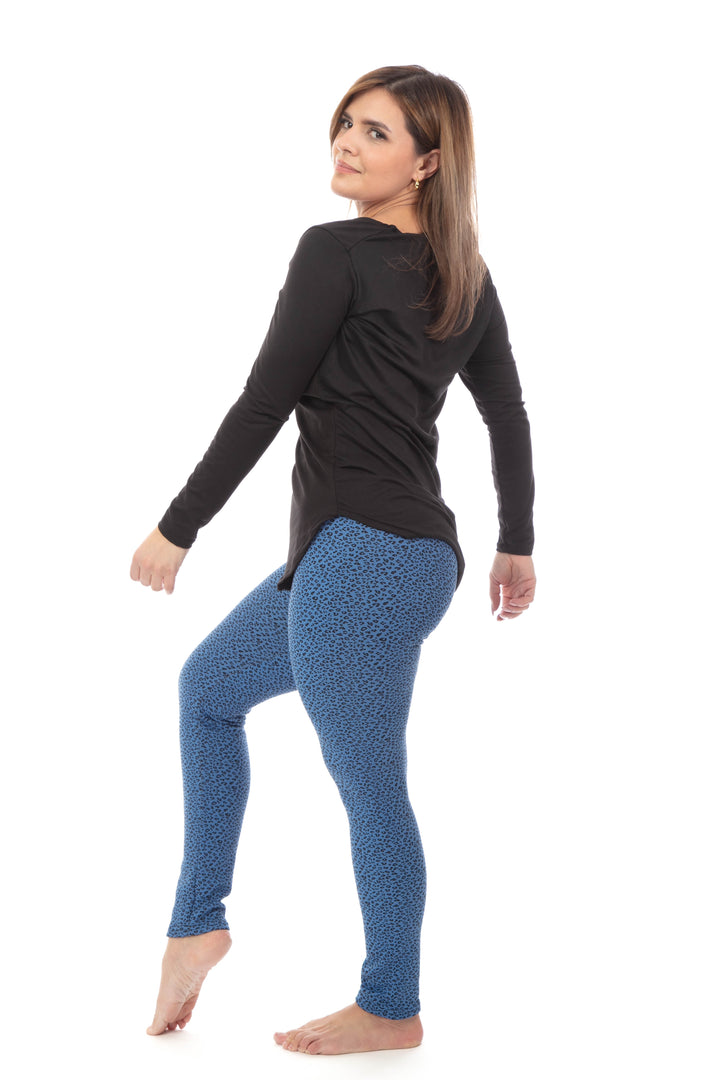 Jade Blue Leopard - Cozy Lined Leggings