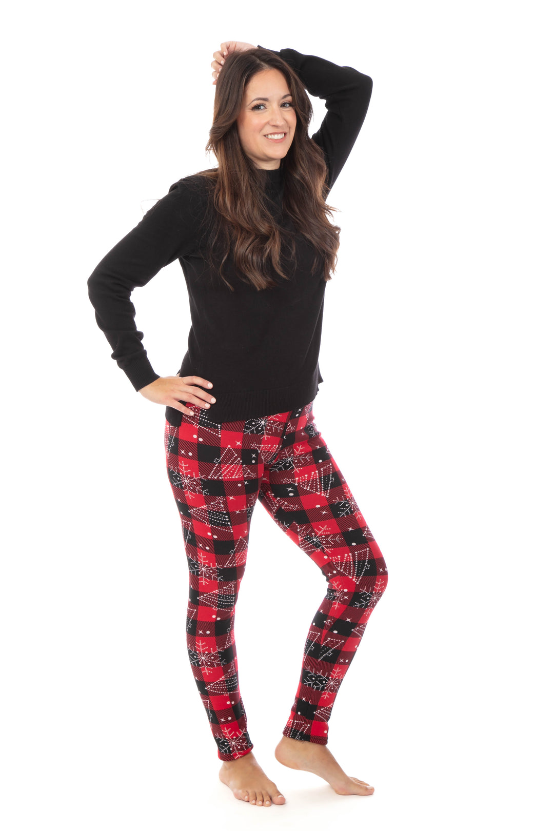 Xmas Tree Plaid - Cozy Lined Leggings