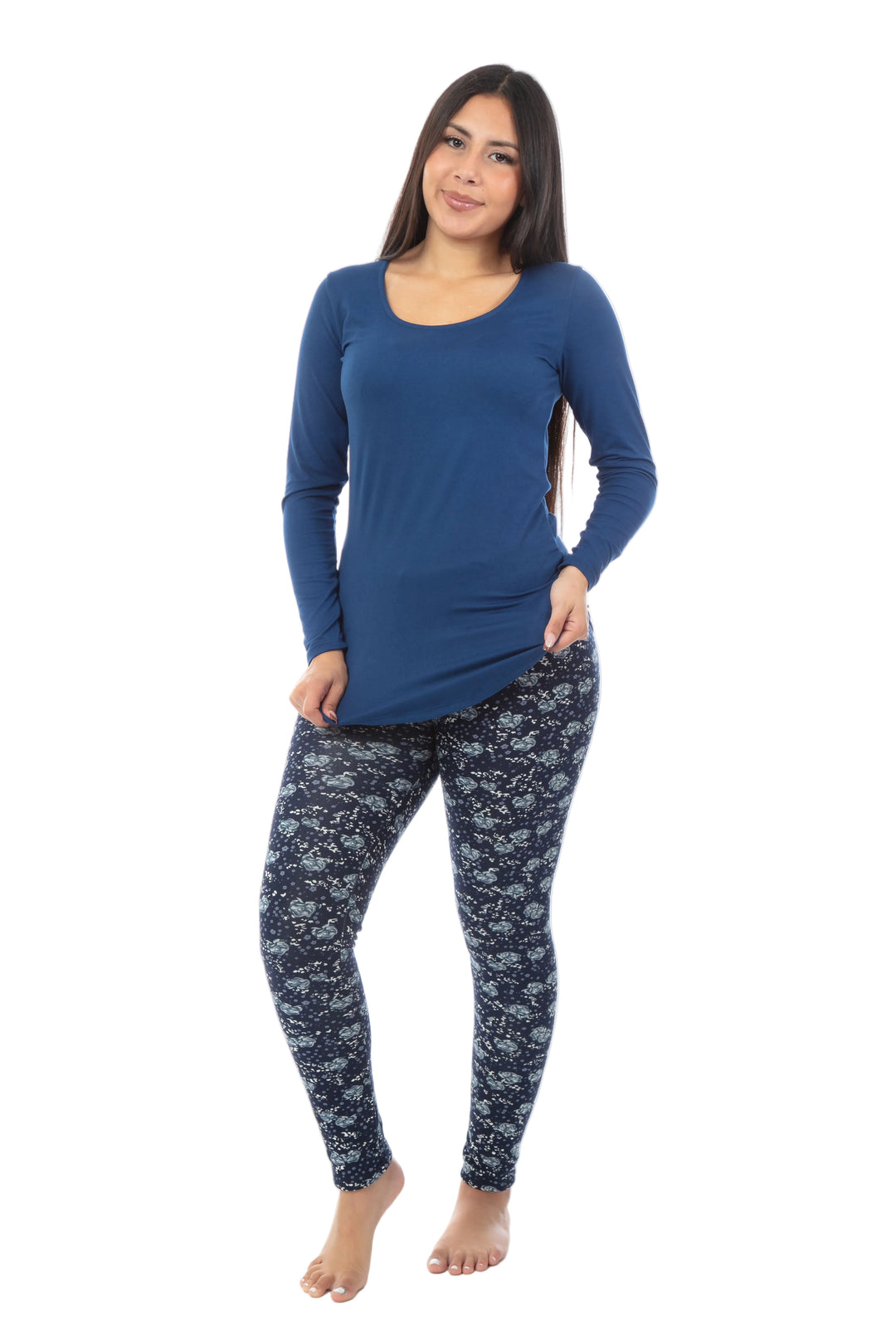Blue Rose - Cozy Lined Leggings