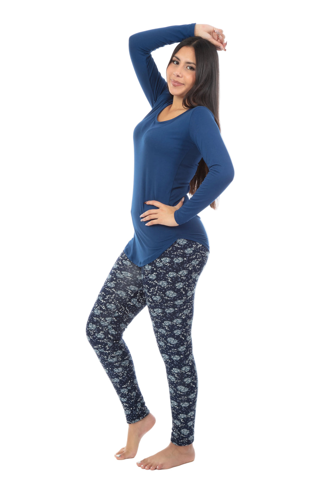 Blue Rose - Cozy Lined Leggings