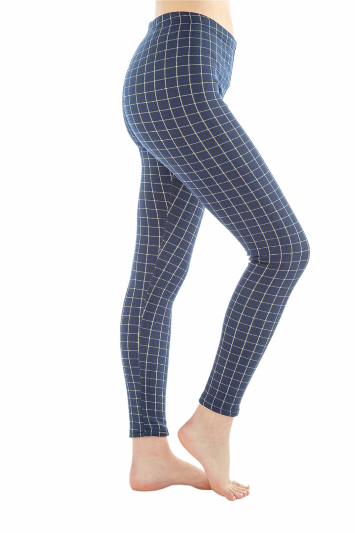 Blue Checkers - Cozy Lined Leggings