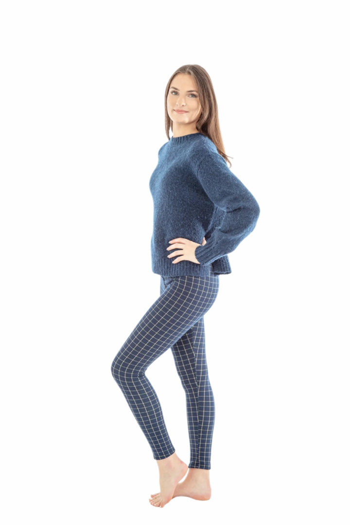 Blue Checkers - Cozy Lined Leggings