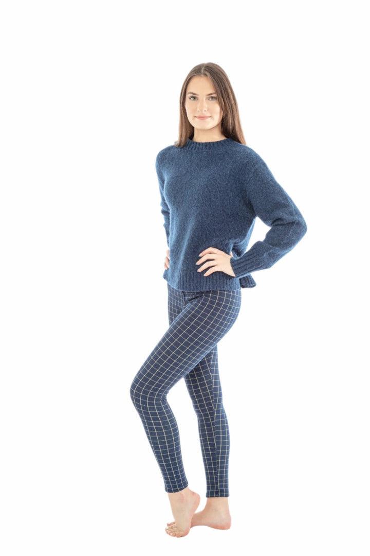 Blue Checkers - Cozy Lined Leggings