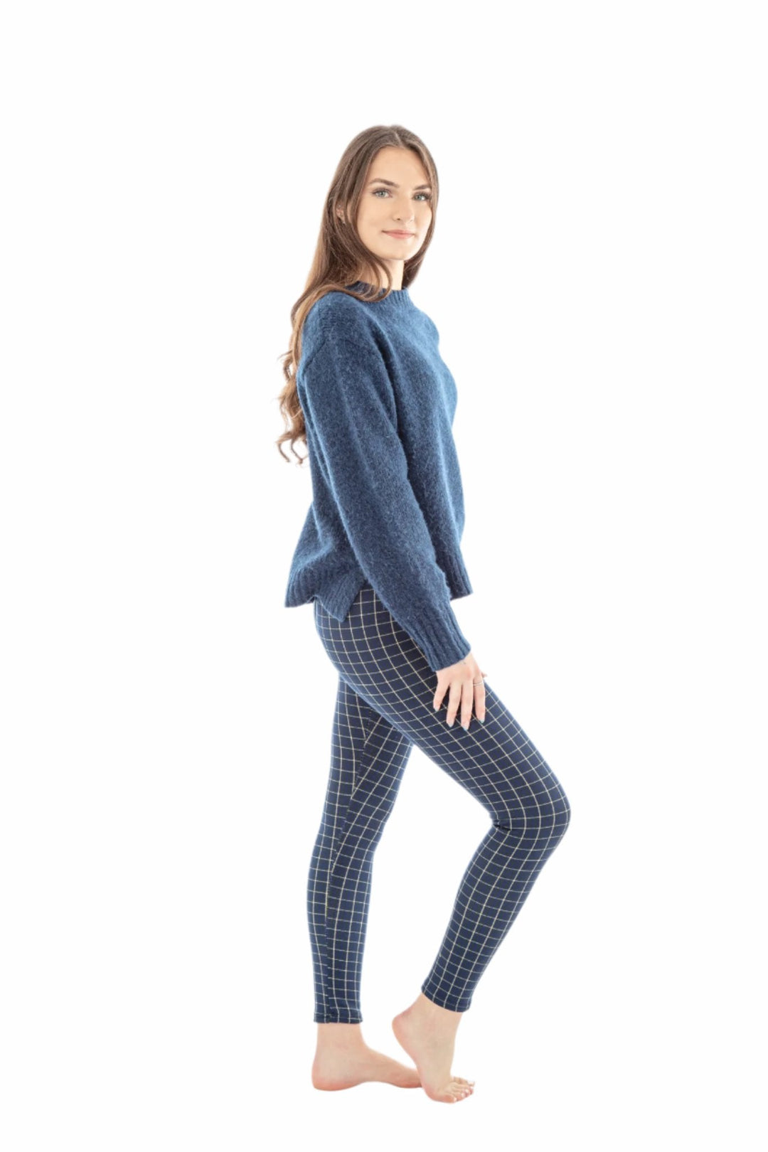 Blue Checkers - Cozy Lined Leggings