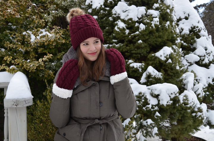 Dark Cherry - Cozy Lined Mittens