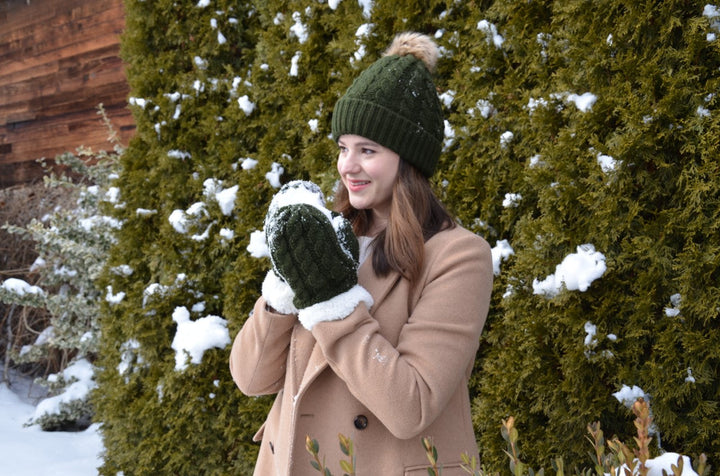 Green - Cozy Lined Mittens