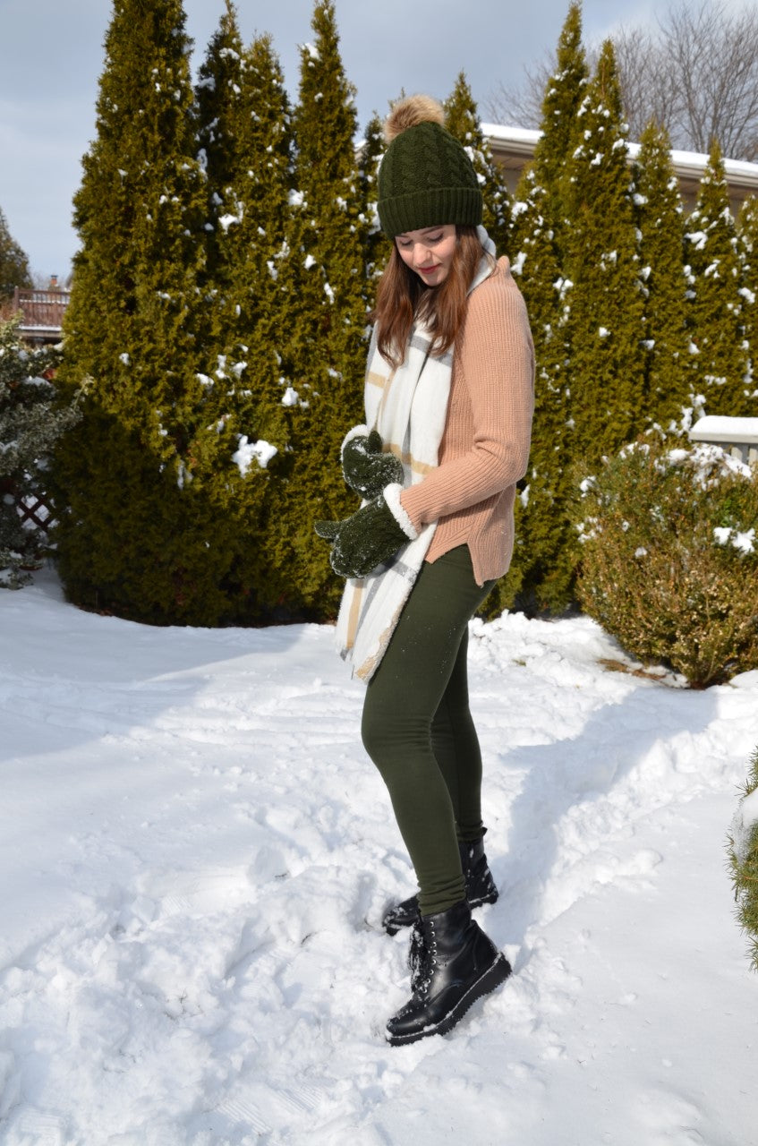 Green - Cozy Lined Mittens